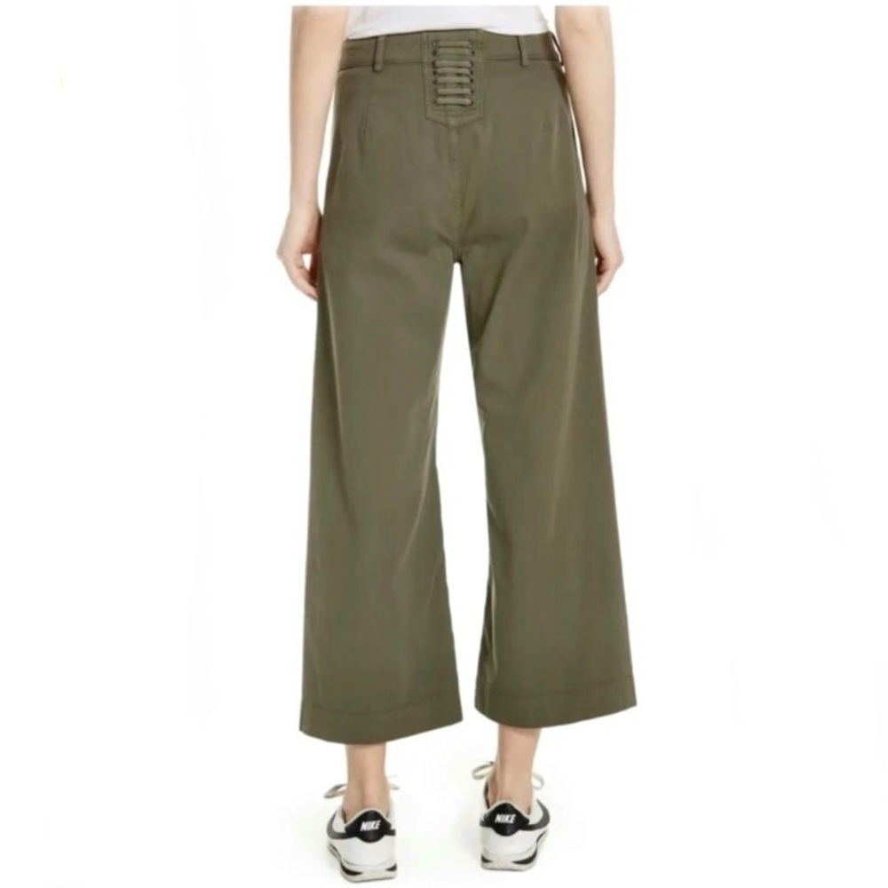 A.L.C. FINLEY WIDE LEG LACE UP BACK PALAZZO PANT OLIVE GREEN CROPPED PAN… - Picture 3 of 16